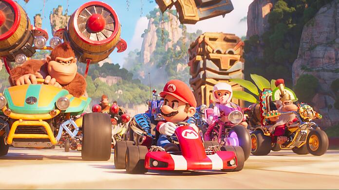 Auch eine Kart-Episode kommt im neuen Super-Mario-Film vor. Ganz vorne freilich mit dabei: Hauptdarsteller Mario.