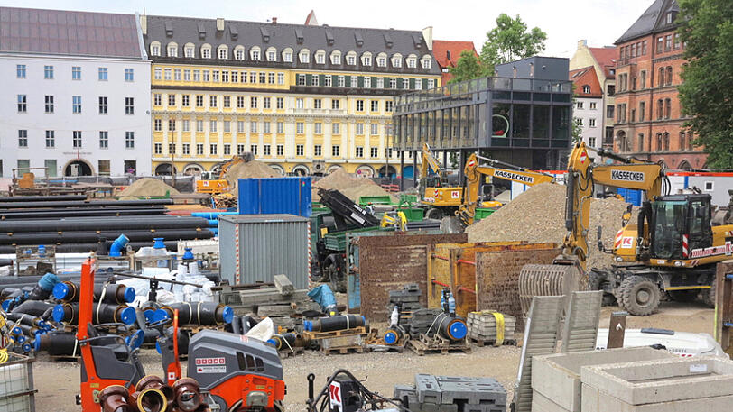 Riesen-Baustelle in der Innenstadt: So schaut's aktuell am Marienhof aus. Die Bauarbeiten für die Zweite Stammstrecke sind in vollem Gange.
