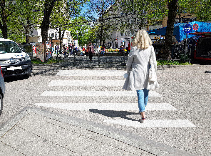 So könnte ein Zebrastreifen hier aussehen.