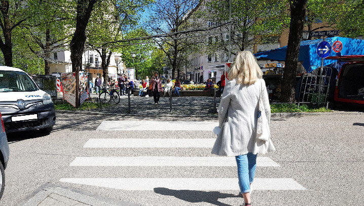 So könnte ein Zebrastreifen hier aussehen.