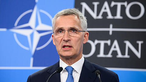 Nato-Generalsekretär Jens Stoltenberg bei einer Pressekonferenz im Rahmen des Nato-Gipfels in Madrid.
