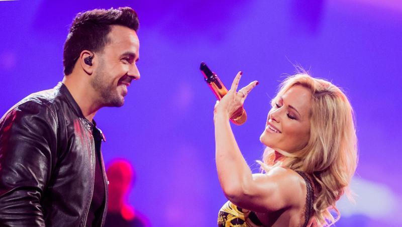 Deutsch-Popstar Helene Fischer mit Luis Fonsi 2018 in Düsseldorf.