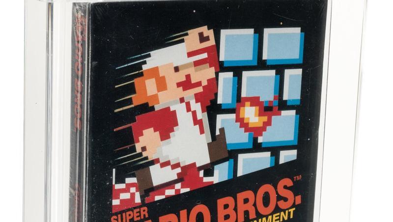 Die Vorderseite des original verpackten "Super Mario Bros."-Computerspiels aus dem Jahr 1985. Die Vorderseite des original verpackten "Super Mario Bros."-Computerspiels aus dem Jahr 1985.