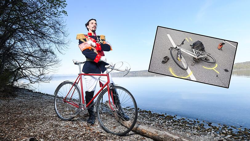 Mit einem radelnden Kini &ndash; hier am Starnberger See &ndash; wirbt der ADFC Bayern für seinen Radgesetz-Vorschlag.