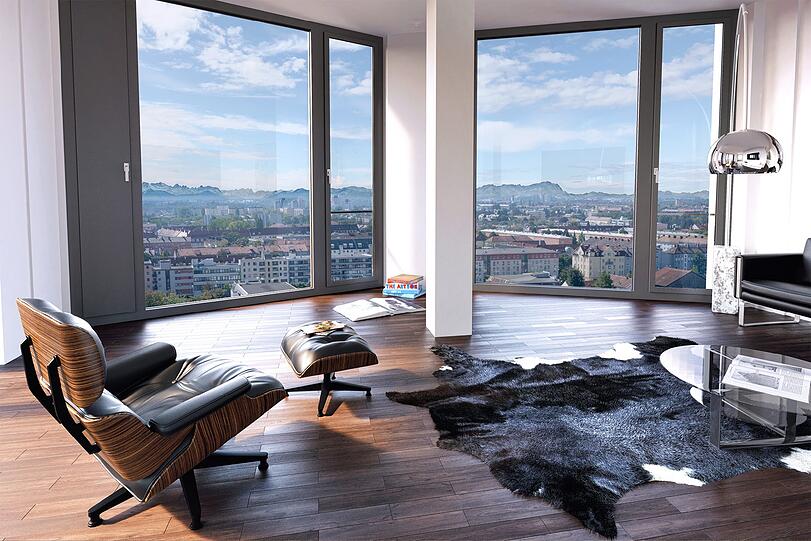Im Erker am Fenster sitzen - und Richtung Alpen schauen. Vorausgesetzt, man hat die richtige Wohnungsausrichtung Richtung Süden. Und wohnt hoch genug.