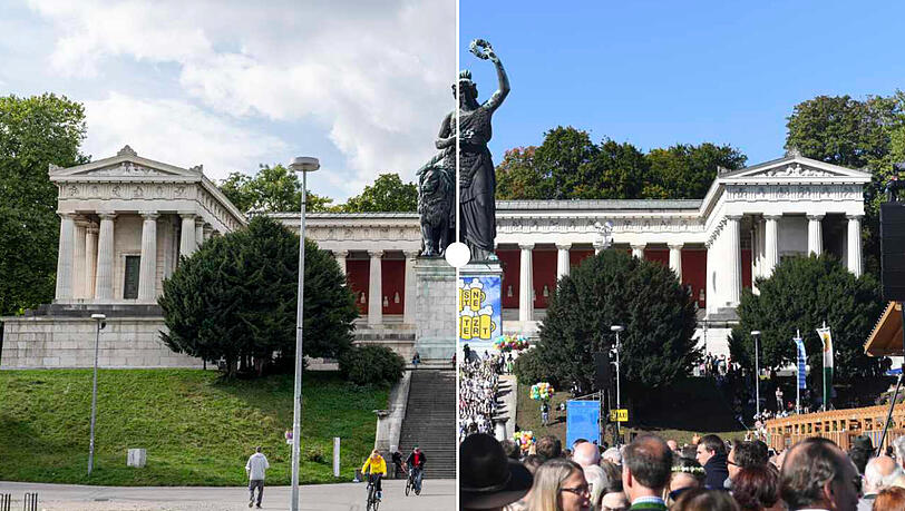 Rechts Menschenmassen, links gähnende Leere: Die Wiesn 2019 war bisher die letzte, wir vergleichen verschiedene Motive auf der Theresienwiese.