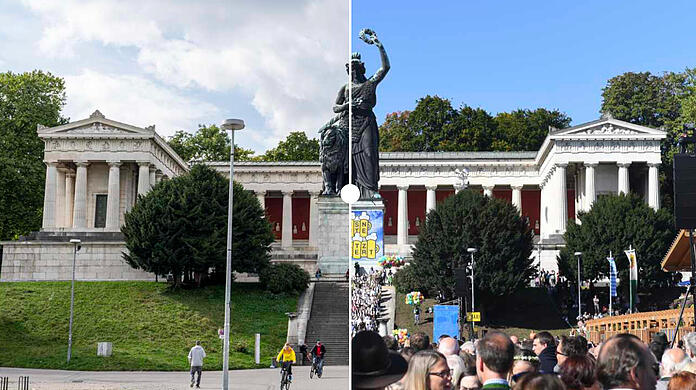Rechts Menschenmassen, links gähnende Leere: Die Wiesn 2019 war bisher die letzte, wir vergleichen verschiedene Motive auf der Theresienwiese.