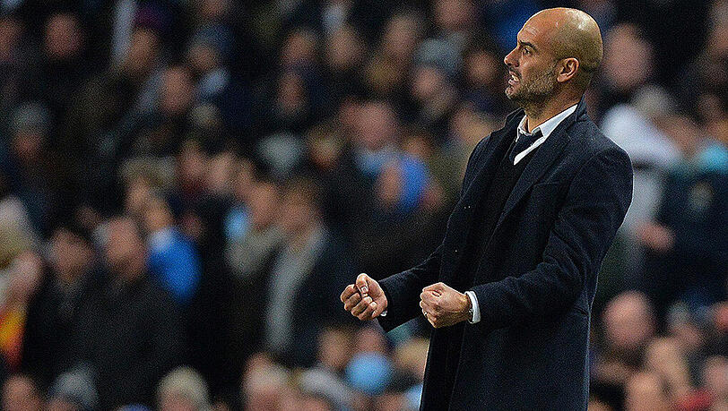Bayern-Trainer Pep Guardiola während des Champions-League-Gruppenspiels mit den Münchnern bei Manchester City - am 25. November 2014. Bayern-Trainer Pep Guardiola während des Champions-League-Gruppenspiels mit den Münchnern bei Manchester City - am 25. November 2014.