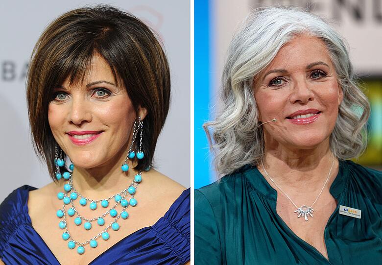 Moderatorin Birgit Schrowange 2012 (l.) und 2022.