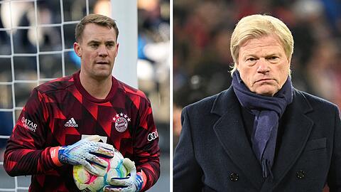 Bayern Torhüter Manuel Neuer (l) beim Spiel Hertha BSC gegen Bayern München und Oliver Kahn, Vorstandsvorsitzender der FC Bayern München AG (Kombo).
