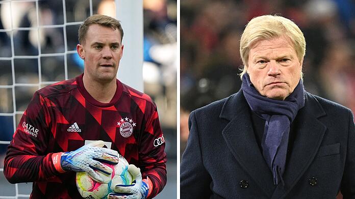 Bayern Torhüter Manuel Neuer (l) beim Spiel Hertha BSC gegen Bayern München und Oliver Kahn, Vorstandsvorsitzender der FC Bayern München AG (Kombo).