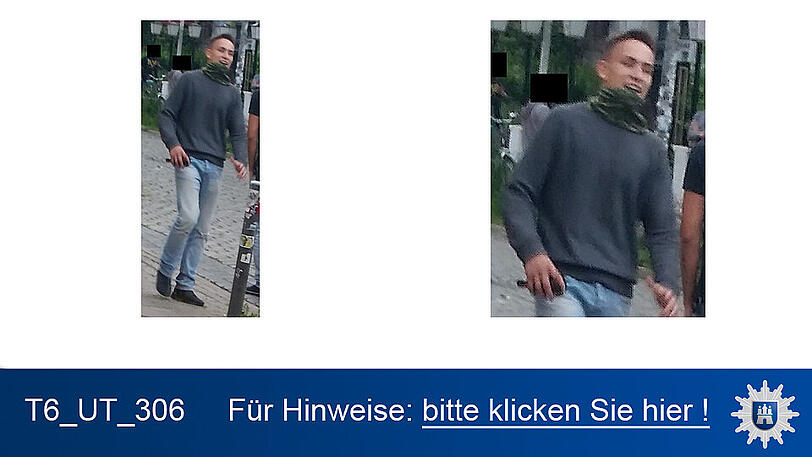 Nach diesen Personen wird öffentlich gefahndet. Die Polizei in Hamburg wird erreicht unter 040/4286-76543.