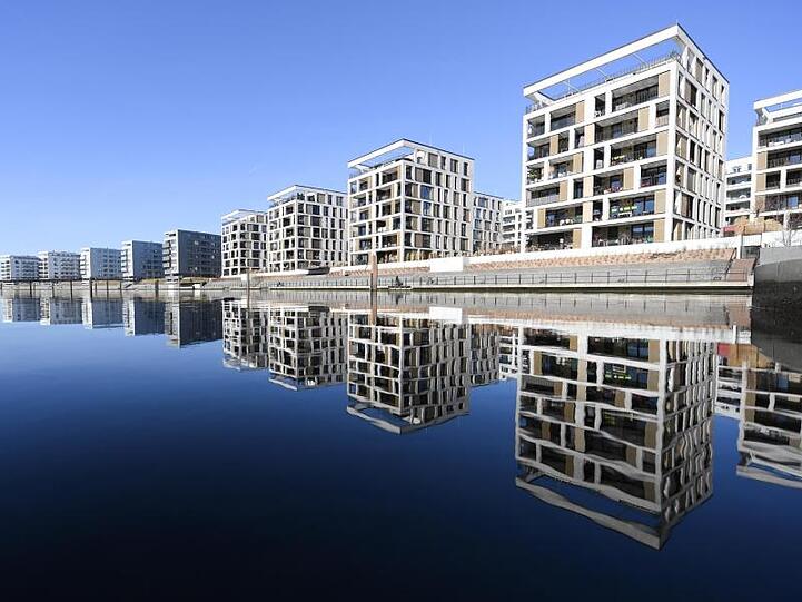 Neubauten in Offenbach. Die Grundsteuer ist mit Einnahmen von 14 Milliarden Euro im Jahr eine der wichtigsten kommunalen Einnahmequellen.