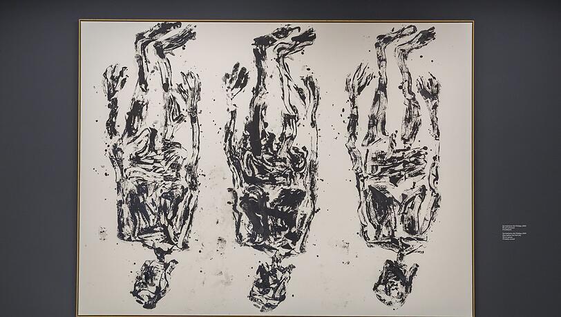 Natürlich kopfüber: Georg Baselitz’ „Surrealismus die Filzlüge“ von 2020. Natürlich kopfüber: Georg Baselitz’ „Surrealismus die Filzlüge“ von 2020.