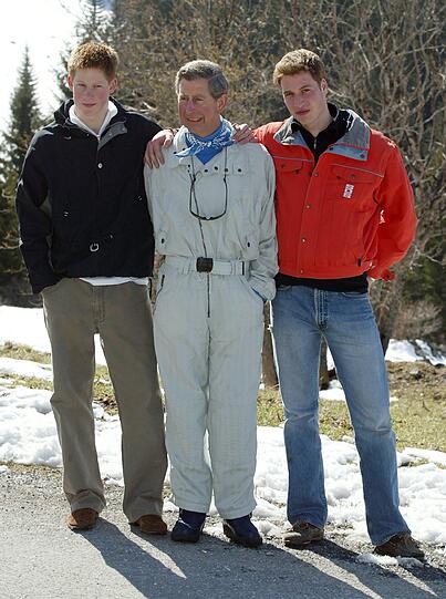 Harry mit seinem Vater Charles und Bruder Willliam.