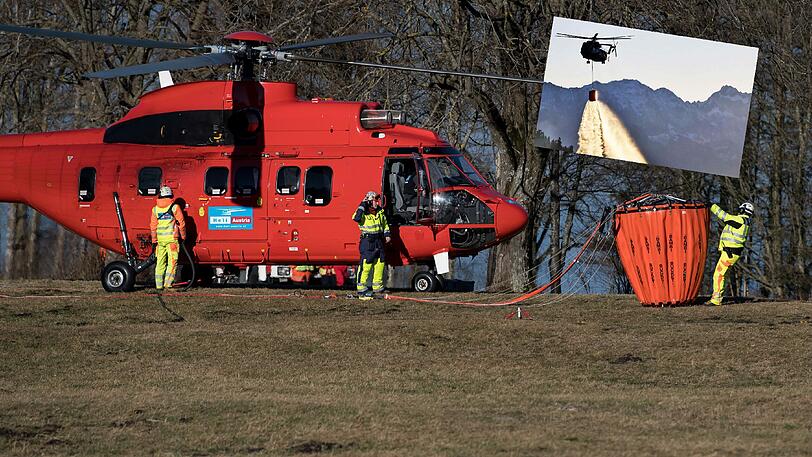 Bis zu sieben Hubschrauber waren bei den Löscharbeiten auf rund 100 Hektar im Einsatz, auch welche aus Österreich.
