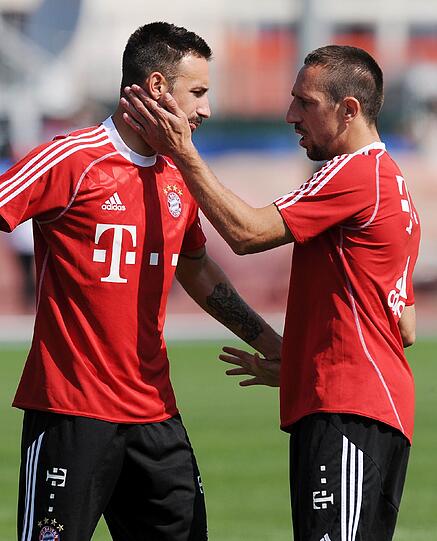 Die Bayern trainieren ein letztes Mal vor dem Testspiel gegen Brescia Calcio.