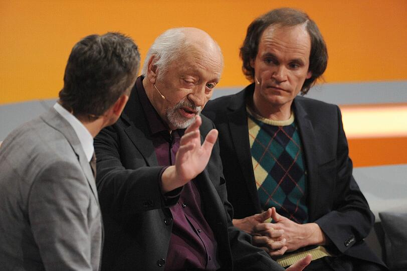 Comedian Karl Dall (M.) mit Markus Lanz (l.) und Comedian Olaf Schuber