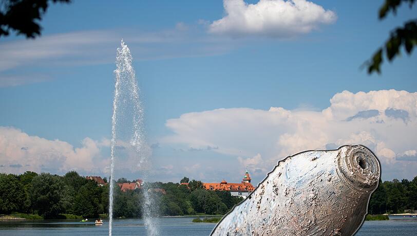Im Wöhrder See in Nürnberg gibt eine Bombe ein Rätsel auf. Im Wöhrder See in Nürnberg gibt eine Bombe ein Rätsel auf.