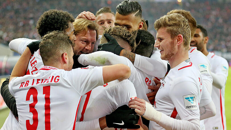 RB Leipzig jubelt nach dem Sieg über die TSG Hoffenheim.