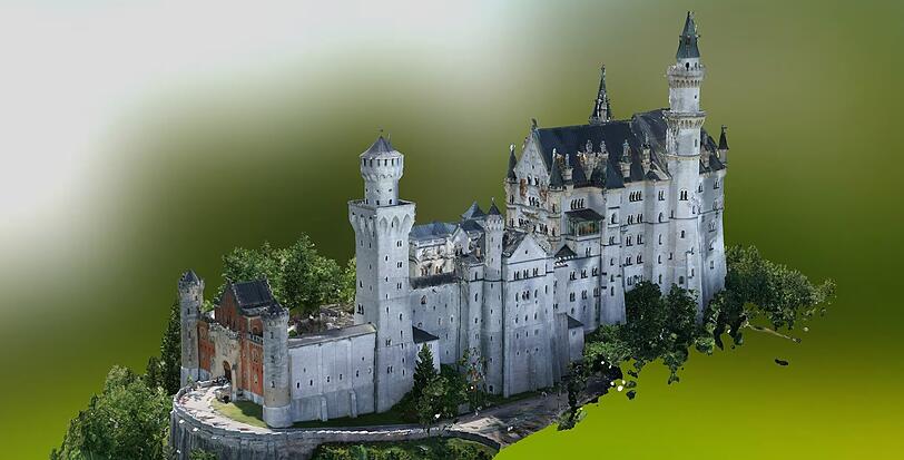Die digitale Nachbildung von Schloss Neuschwanstein kommt ganz ohne Touristen aus.