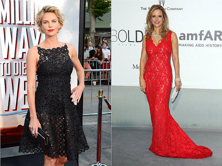 Die Schauspielerinnen Charlize Theron (38) und Kelly Preston (51) zeigen wie sexy und elegant Spitzenkleider sind