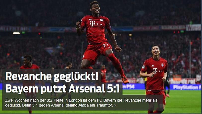"Sportbild" geht auf die geglückte Bayern-Revanche nach dem verlorenen Hinspiel ein.