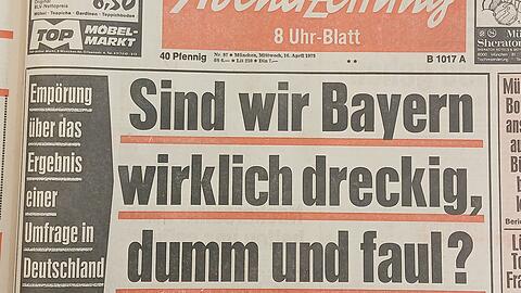Stein des Anstoßes: Mit dieser Titelseite der AZ vom 16. April beginnt eine wochenlange Debatte um die Frage, was die Bayern von den anderen Deutschen unterscheidet.