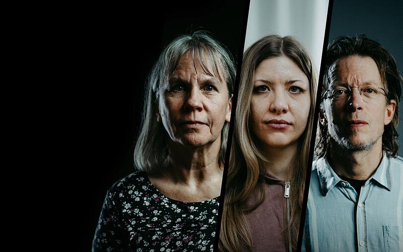 Drei Menschen, drei Lebenswelten: Anhand der Geschichten von Claudia (links), Cecilia und Fritz zeigt die ZDF-Reportage, wie &Uuml;berzeugungen und Verschw&ouml;rungsglauben zu Konflikten f&uuml;hren. Am Ende steht die Frage nach einem Ausweg.
