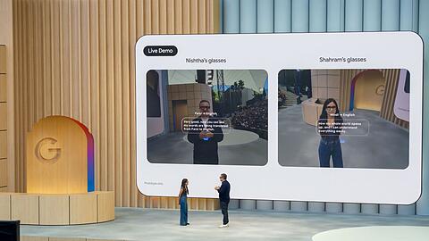 Die von Google vorgestellten Brillen können in Echtzeit eine Unterhaltung in verschiedenen Sprachen übersetzen.
