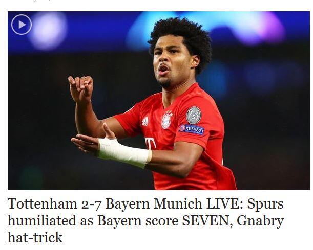 Beim "Daily Express" haben sie bei Gnabry noch den "Hattrick" stehen: Er schoss aber sogar vier Tore. Kann im Ärger passieren...