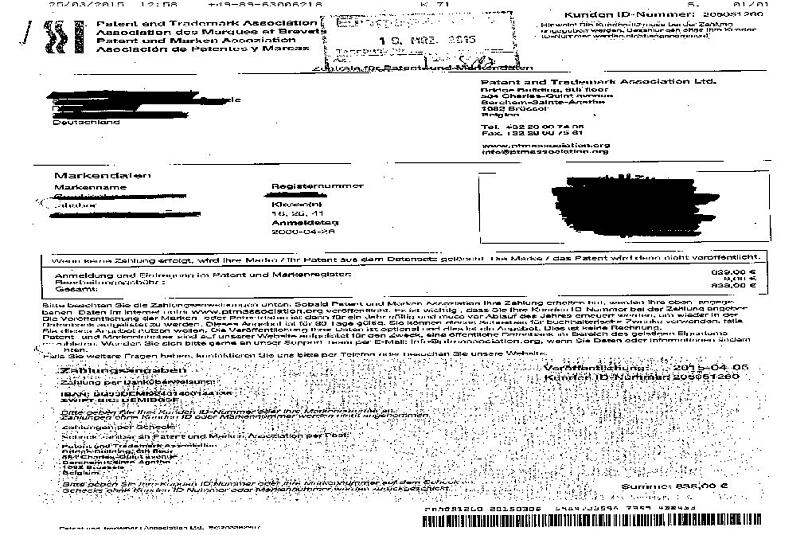 So sehen die Briefe der Betrügerfirma aus. Überweisen Sie auf keinen Fall Geld an die angegebene IBAN!