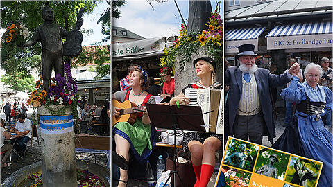 Schausteller, Musiker, Tänzer und Kabarettisten: Die Bilder vom Brunnenfest am Viktualienmarkt.