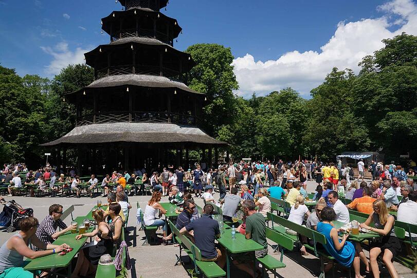 Beliebtes Ziel am Vatertag, der Biergarten am Chinaturm.