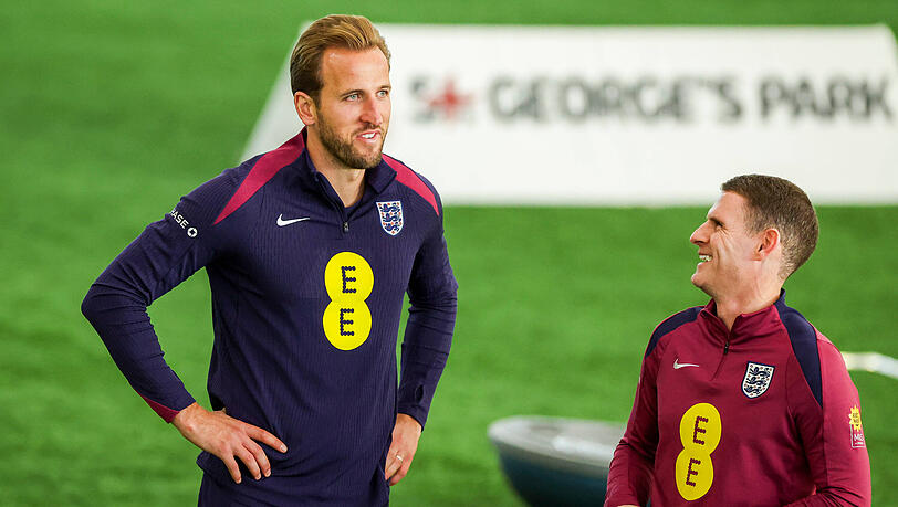 Gut drauf bei der englischen Nationalmannschaft: Bayern-Star Harry Kane (l.).