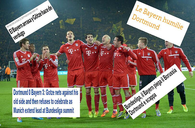 Das sagt die internationale Presse zum Bayern-Sieg über Dortmund.