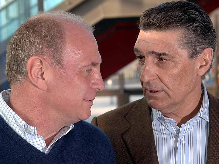 Uli Hoeneß und Rudi Assauer (l-r). Foto: Franz-Peter Tschauner/Archiv