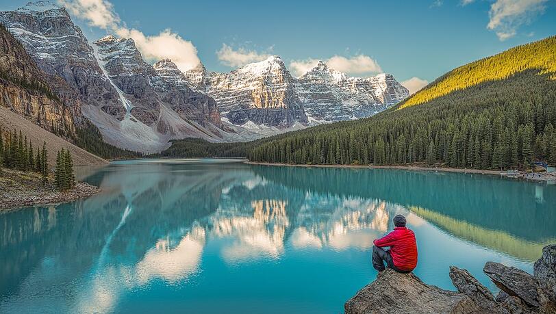 Ein Blick auf den Moraine Lake im Banff-Nationalpark. Ein Blick auf den Moraine Lake im Banff-Nationalpark.