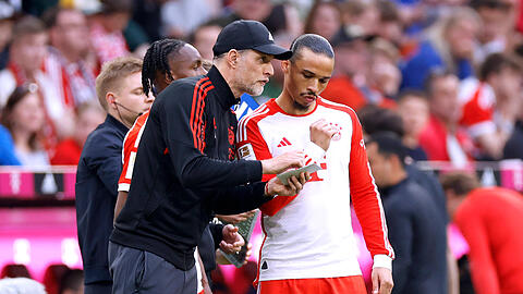 Bayern-Trainer Thomas Tuchel und Leroy Sané.
