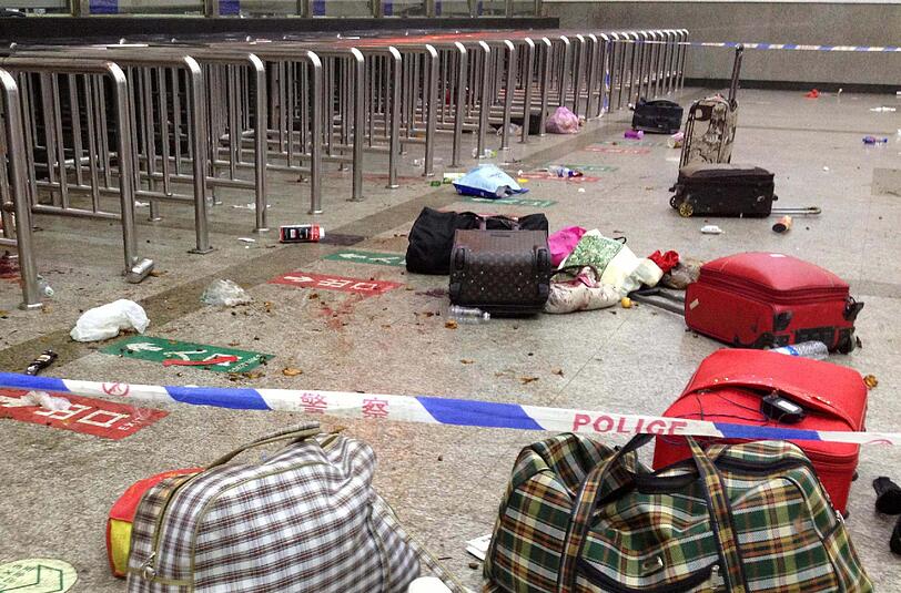 Der Bahnhof in Kunming in Südchina. Maskierte Täter richteten ein Blutbad mit 33 Toten an.