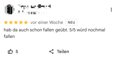"Hab da auch schon fallen geübt", findet ein Rezensent. "Hab da auch schon fallen geübt", findet ein Rezensent.