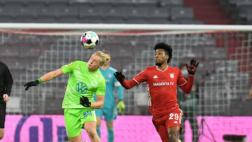 Kingsley Coman agierte wie Leroy Sané gegen Wolfsburg defensiver als sonst. Kingsley Coman agierte wie Leroy Sané gegen Wolfsburg defensiver als sonst.