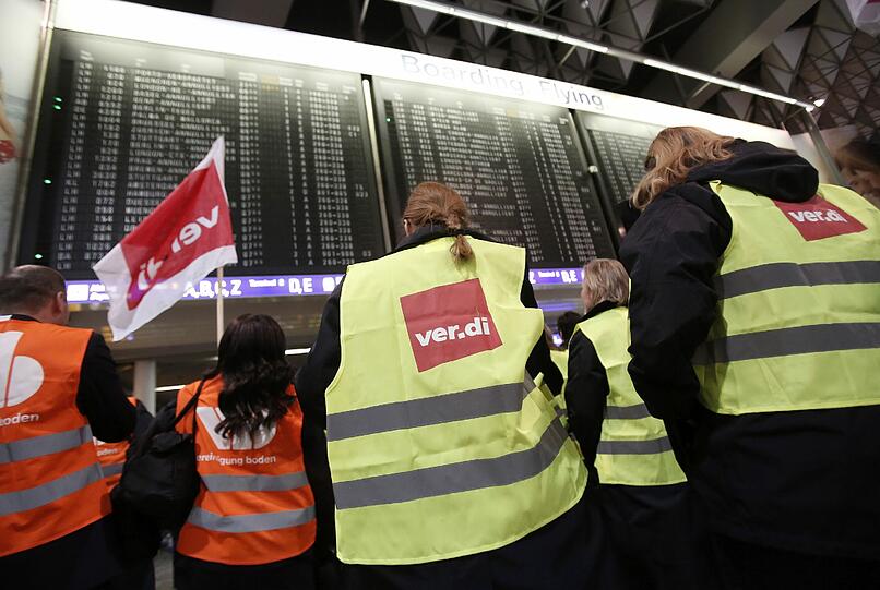 Warnstreiks bei der Lufthansa am Donnerstag. Bilder vom Flughafen Frankfurt