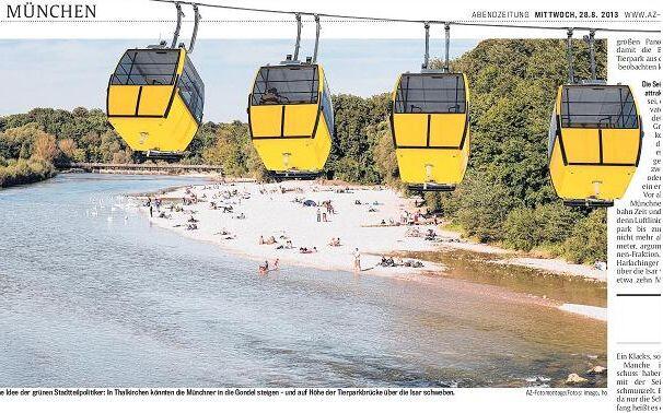 Der Bezirksausschuss Untergeising-Harlaching hat sich für die Idee einer Gondel über die Isar ausgesprochen.