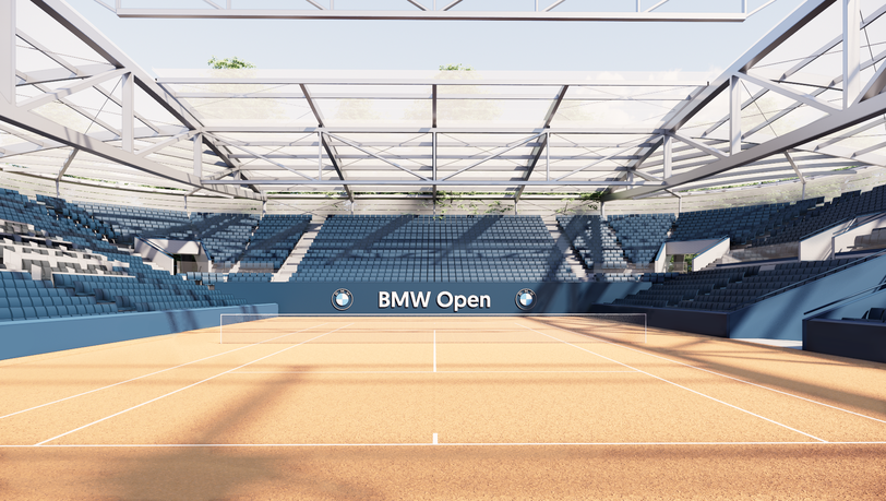 So soll es aus Spielersicht mal aussehen: Der MTTC Iphitos investiert f&uuml;r die BMW Open in ein neues Stadion. Das Dach &ndash; eine Vorgabe der ATP.