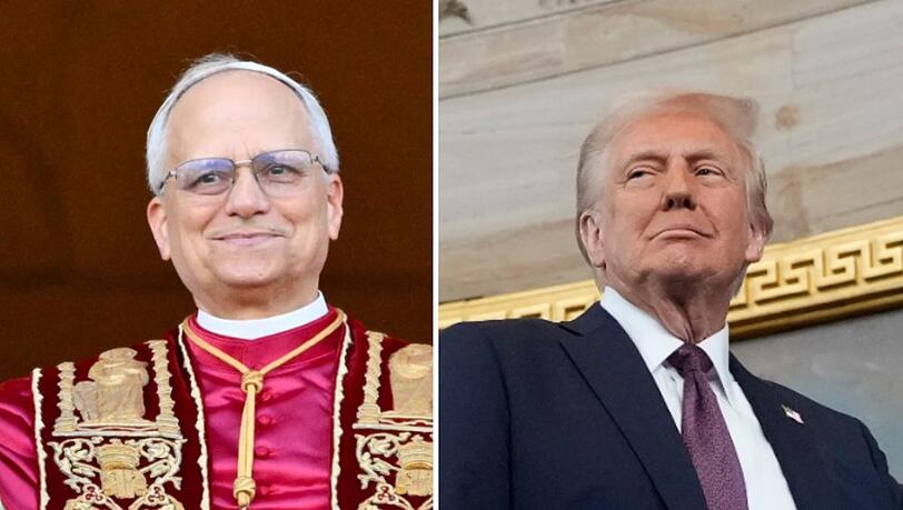 Donald Trump (r.) gratuliert Robert Prevost, der zum neuen Papst gewählt wurde und fortan den Namen Leo XIV trägt.