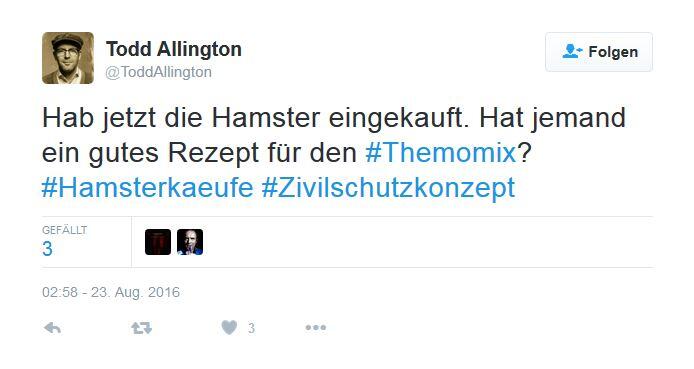 So amüsieren sich Twitter-User über die Hamsterkäufe im Konzept zur Zivilverteidigung.