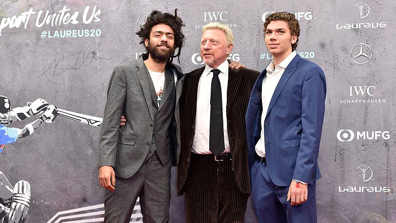 Boris Becker mit seinen Söhnen Noah (i.) und Elias. Boris Becker mit seinen Söhnen Noah (i.) und Elias.