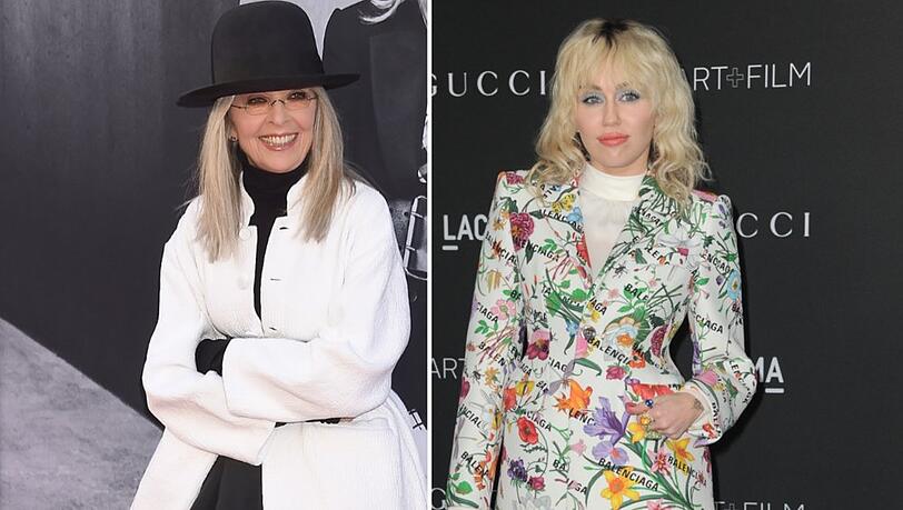 Diane Keaton (li.) zeigt sich als Fan von Miley Cyrus' Musik.