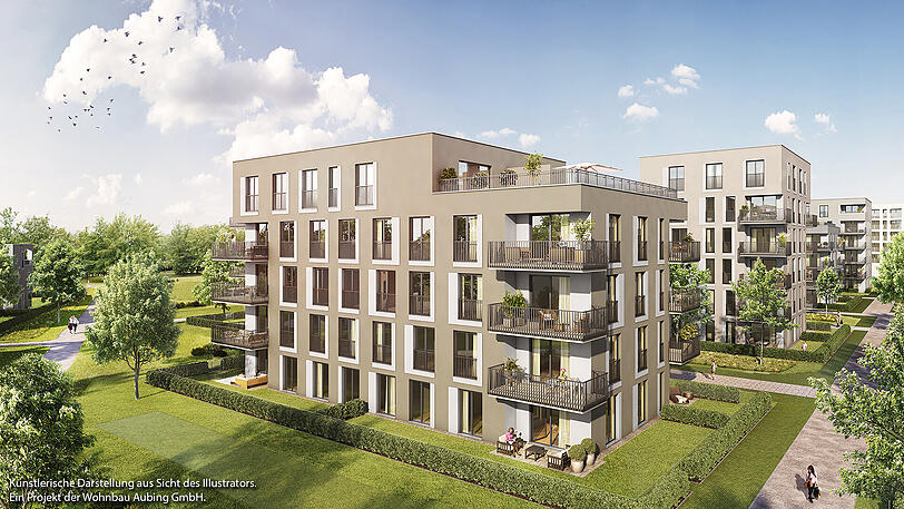 Mehrfamilienhäuser in gestalteter Parklandschaft